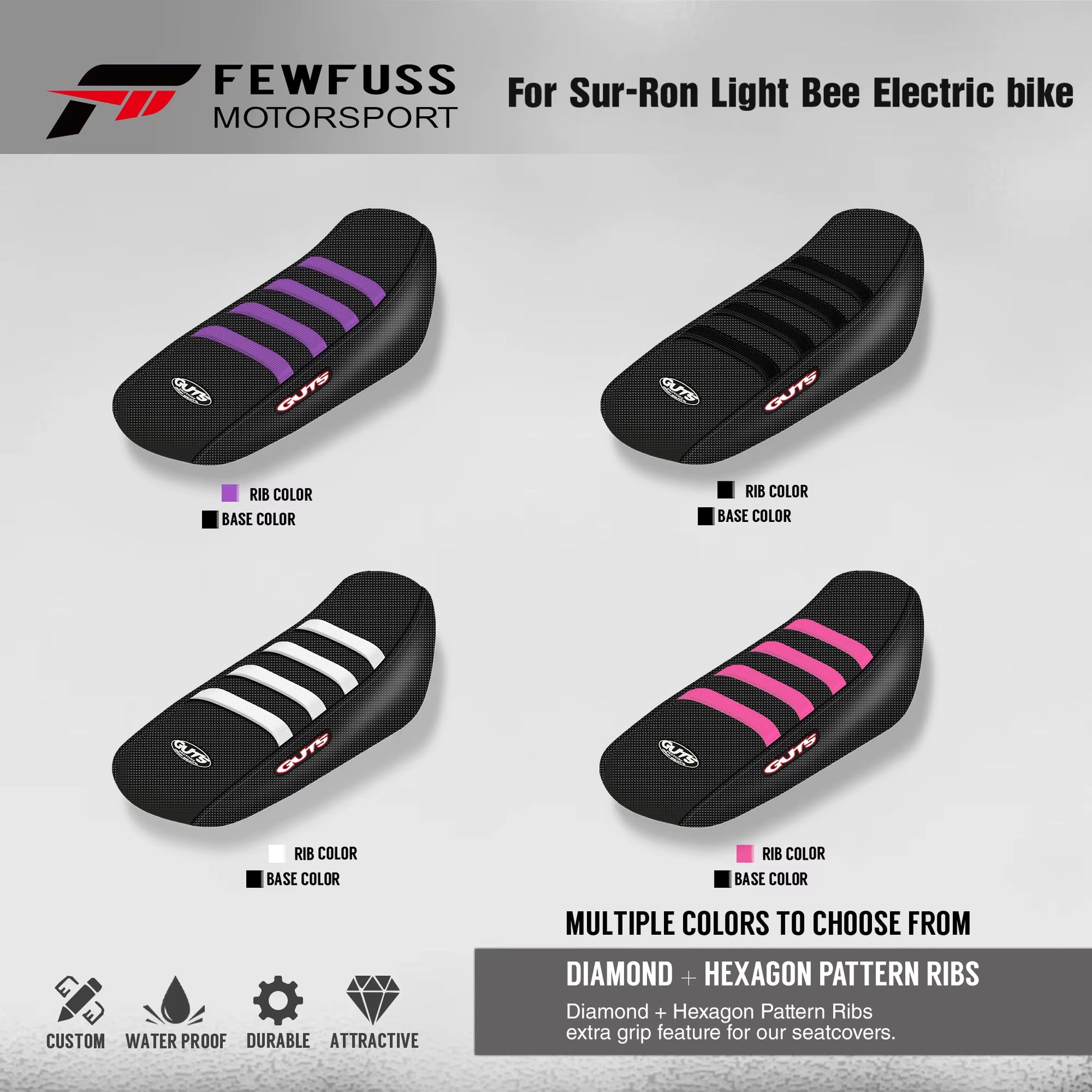 FEWFUSS Ribbed Rubber Gripper Soft Seat Cover for Surron Sur-Ron Lightbee Light Bee X S Off-Road Electric Vehicle Ebike