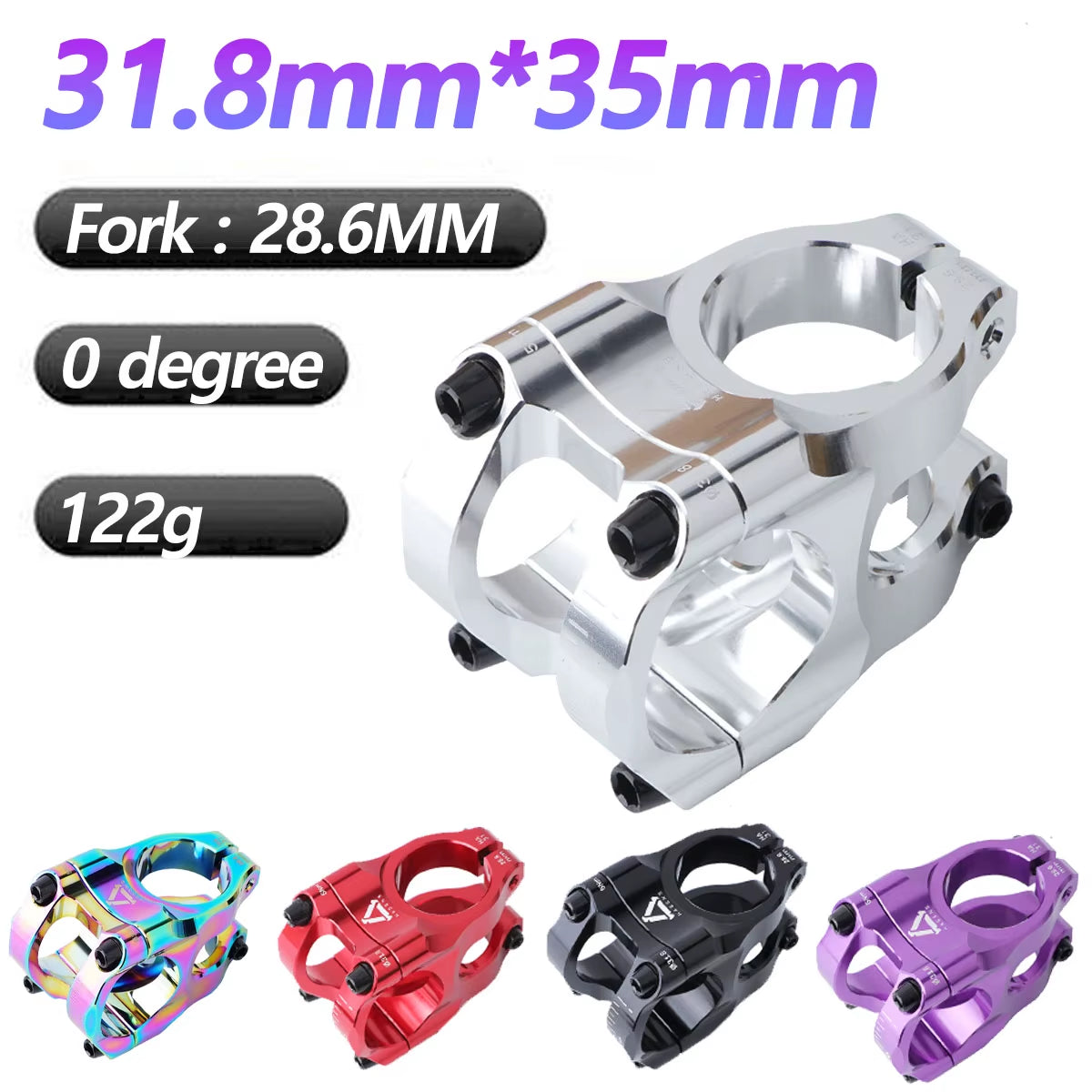 35Mm Purple Silver Red Orange Short Bike Stem 31 8Mm Aluminum Handlebar Fork Stem for Mountain Bike 31.8 Clamp Bicycle Bridge